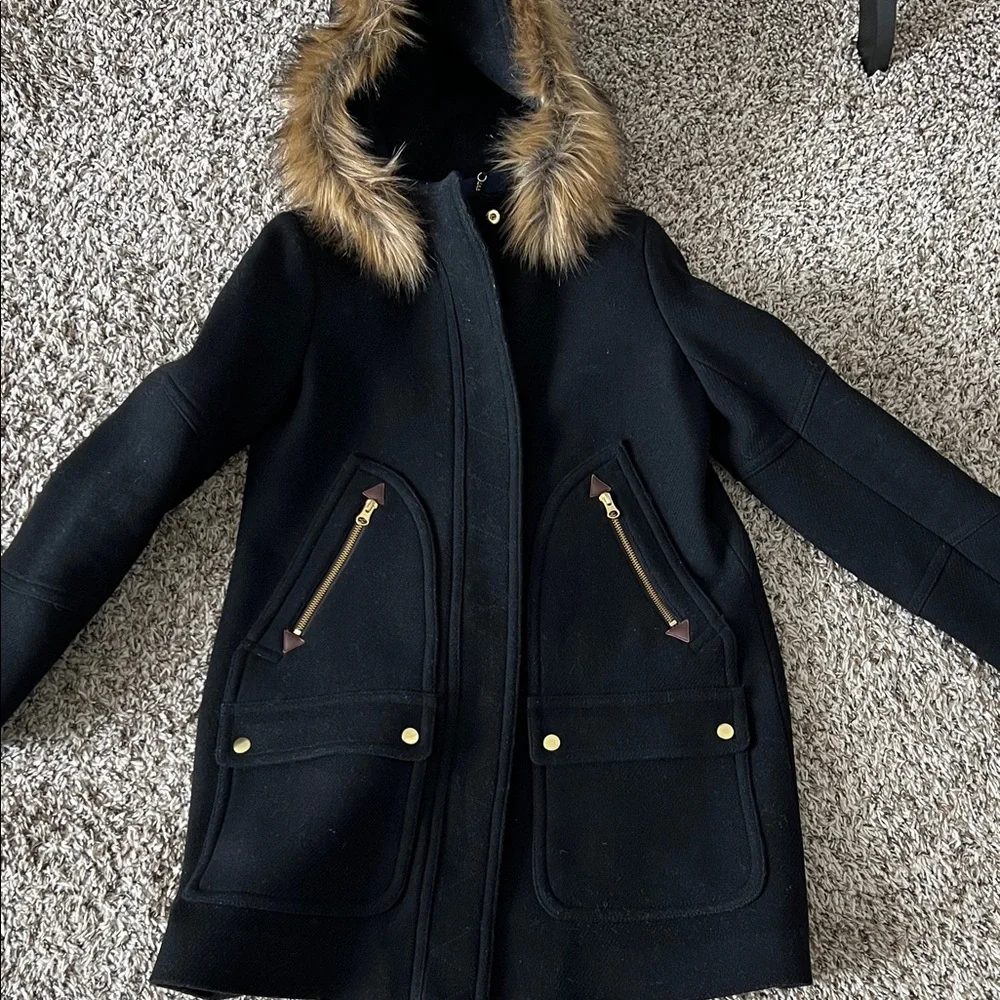 J. Crew Italian Stadium Cloth by Nello Gori Wool Parka Black Size 2 - Picture 8 of 8